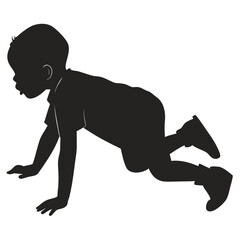 Baby crawling fast silhouette
