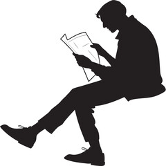 Man reading newspaper silhouette