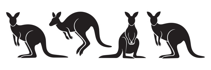 seamless kangaroo icon set bold black silhouettes perfect logo emblem wildlife vector eps ai