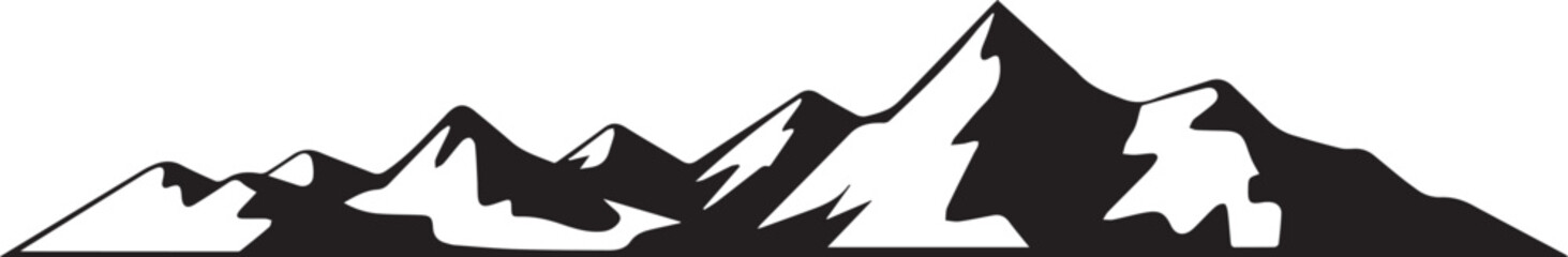 black and white mountain icon vector sharp peaks minimalist landscape emblem for camping hiking and posters