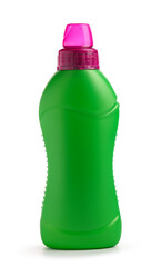 Bottle of plant fertilizer on white background
