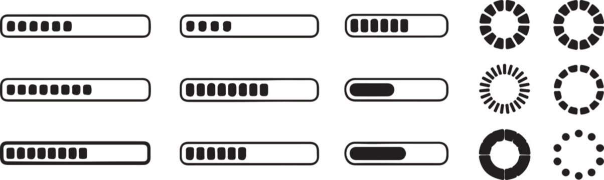 versatile loader kit horizontal and segmented progress bars dot spinners and circular rings for ui ux wireframes templates ai eps png jpeg