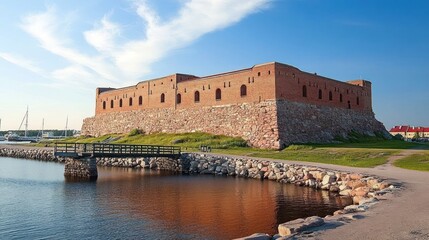 Fototapeta premium Ancient fortress by a tranquil water