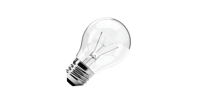 Clear Incandescent Light Bulb Isolated on Transparent Background