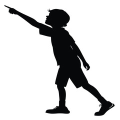 Boy pointing finger silhouette