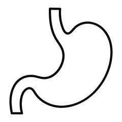 Stomach vector icon. Black line art illustration of human digestive system organ for medical, healthcare, and anatomy design.