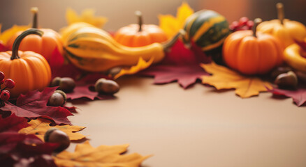 Festive fall scene perfect for autumn themed designs, seasonal promotions, thanksgiving or halloween related projects. Vibrant and cozy fall ambiance captured.