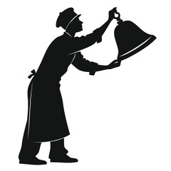 Vendor ringing bell silhouette