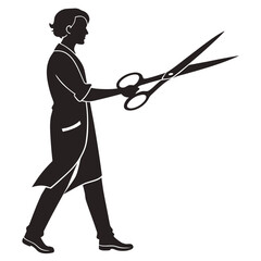 Tailor holding scissors silhouette