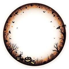 Spooky Round Frame with Ghost and Spider Web