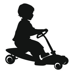 Kid riding toy car silhouette