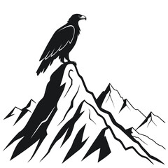 Eagle perched on mountain peak silhouette