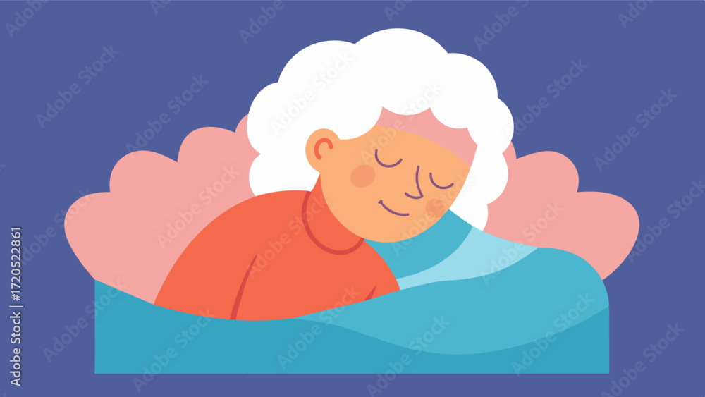 Poster a photo of an elderly person getting a good nights sleep with the words quality rest getting enough 