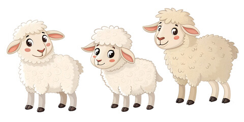 Various Sheep PNG – Cartoon and Realistic Sheep and Lamb Illustrations on Transparent Background