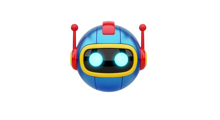 Fototapeta premium Cute Robot Character with Blue and Red Colors in Front of Transparent Background