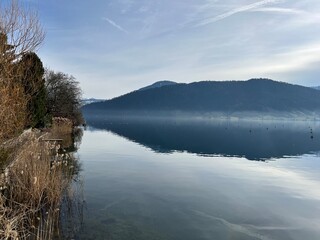 Swiss subalpine lake See Ägerisee or Ageri Lake (Ägeri Lake or Aegeri Lake) - Canton of Zug, Switzerland - (Agerisee oder Aegerisee - Kanton Zug, Schweiz)