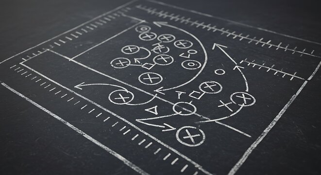 Chalkboard Football Play: Strategic Game Plan Sketch