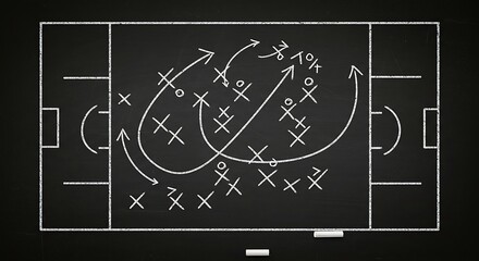 Chalkboard Soccer Strategy: Playbook Diagram with Arrows