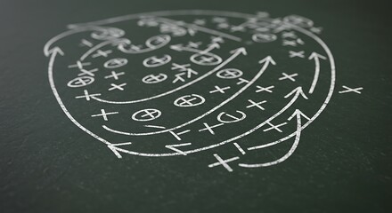 Chalkboard Play Strategy:  Intricate Game Plan in Artistic White Lines