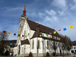 Obraz premium Catholic Church of St. Peter and Paul, Oberägeri - Canton of Zug, Switzerland (Katholische Kirche St. Peter und Paul, Oberägeri - Kanton Zug, Schweiz)