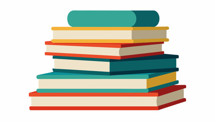 A stack of books with the top books prominently displayed and easily accessible gradually decreasing in number and becoming more tered and disorganized as the stack goes higher. Vector illustration