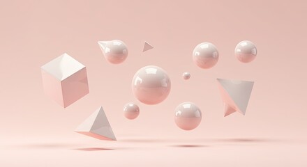 Obraz premium abstract geometric shapes float elegantly in a clean, bright studio