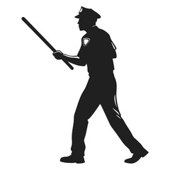 Police officer holding baton silhouette