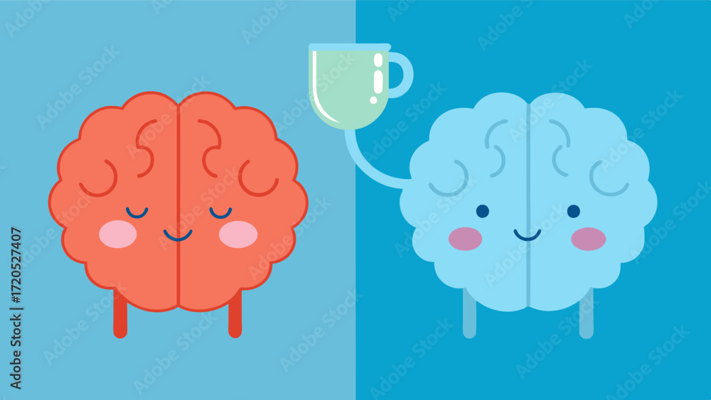 Poster a striking illustration of two brains side by side one wellhydrated and functioning optimally and th
