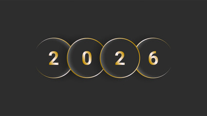 Elegant 2026 new year background. Golden black luxury design