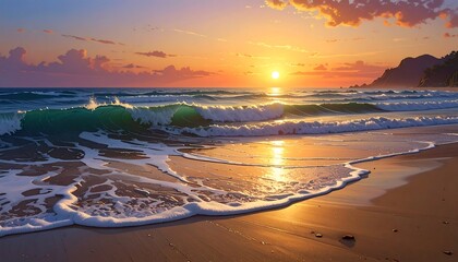 Golden Hour Beach Sunset Serenity