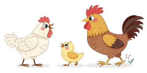 Various Chickens PNG – Cartoon and Realistic Rooster, Hen and Chick Illustrations on Transparent Background