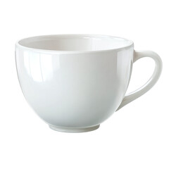White ceramic teacup isolated on transparent background