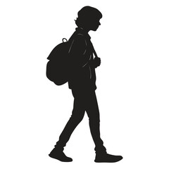 Student standing with backpack silhouette