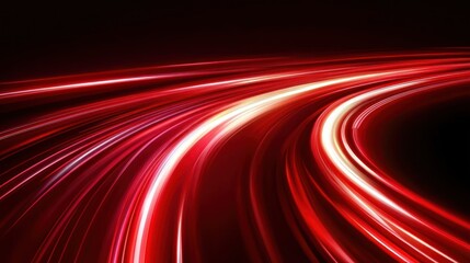 Abstract red light trails on dark background.