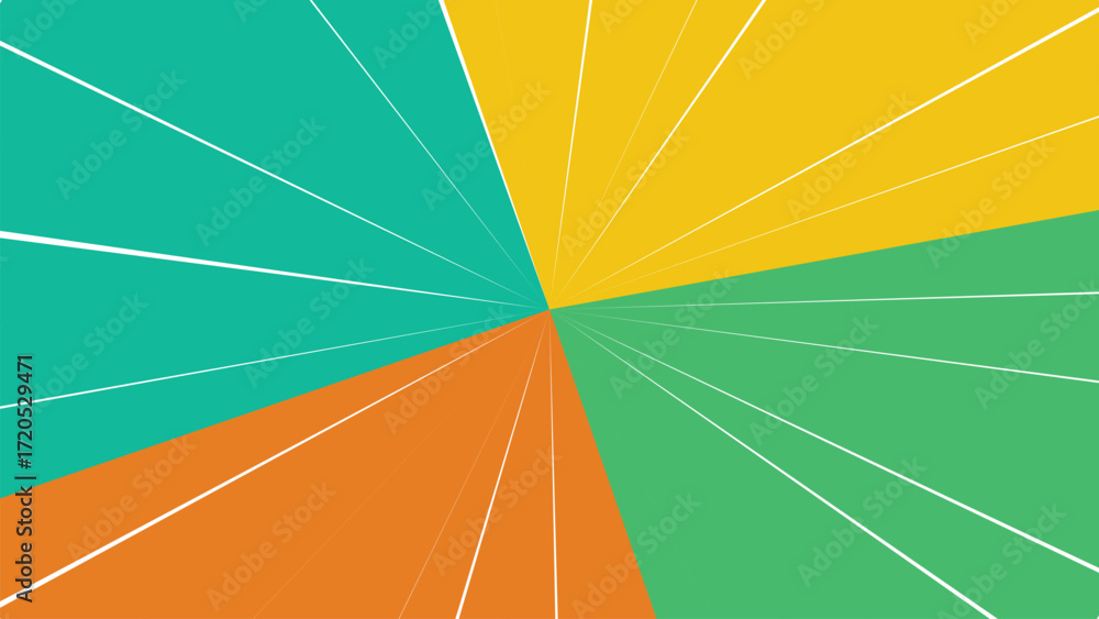 Poster colorful abstract background with geometric shapes and converging white lines for modern design proj