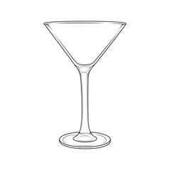 Elegant martini glass illustration in minimalist linear style. Perfect for cocktail menus, bar design, restaurant branding, and party invitations.