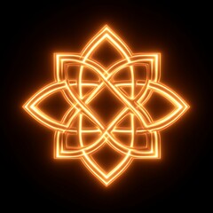 Glowing, golden, intricate knotwork symbol