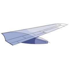 Modern Vector Illustration of Airplane Wing with Abstract Design Style in Blue Tones