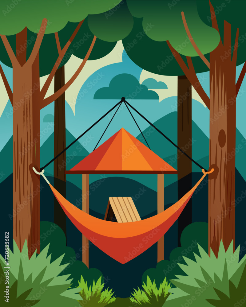 Poster a hammock strung up between two trees served as the perfect unconventional workspace for the nomadic