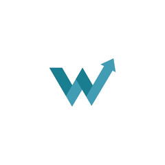 Letter W arrow logo icon flat vector design