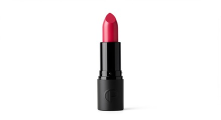 Fototapeta premium Vibrant red lipstick elegantly displayed against a clean white background.. AI Generated