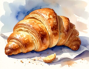 Watercolor Croissant Delightful Delicacy