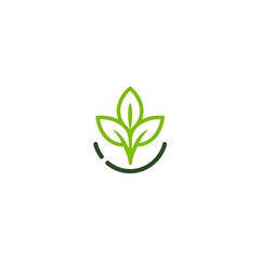 Obraz premium Simple green leaf sprout icon representing growth development organic nature and environmental concepts
