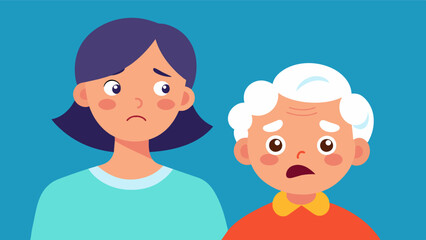 Obraz premium A grandparent struggling to recognize their grandchilds face leading to confusion and discomfort for both.. Vector illustration
