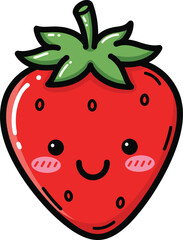 Cute kawaii strawberry character with happy face