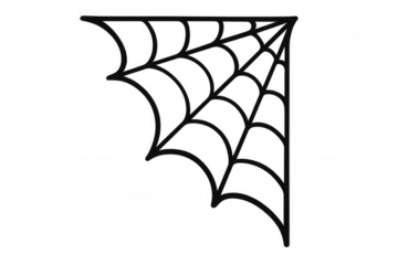 Spiderweb corner graphic vector. Spooky cobweb line art for halloween decoration, transparent background