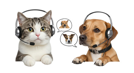 Animals Wearing Headphones Customer Service creative illustration featuring support team, illustration, digital art, support,