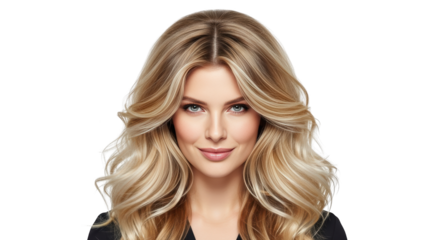 Beautiful Blonde Woman Portrait Smiling creative illustration featuring model, confident, studio, hair, cheerful, young modern concept