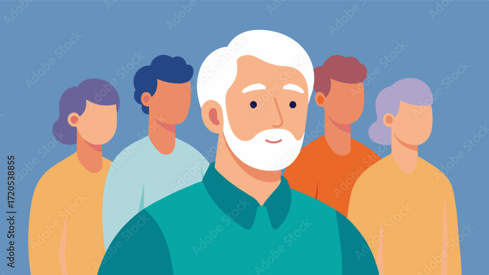 Aufkleber a senior man participating in a support group for aging adults highlighting the importance of seekin