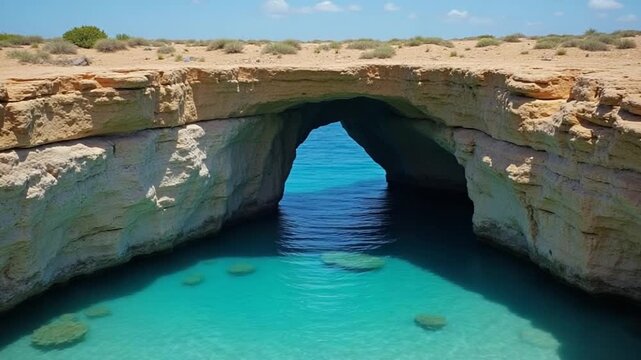 Natural Rock Arch Over Turquoise Waters